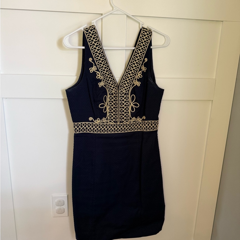 Lilly Pulitzer Black and Silver Embellished Sheath Mini Dress
